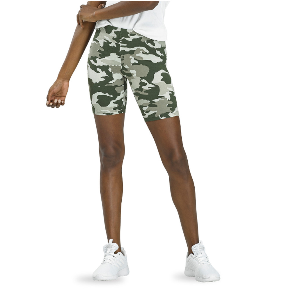 Hue Essentials Camo Green Casual Cotton Stretchy Bike Shorts Size M Medium New